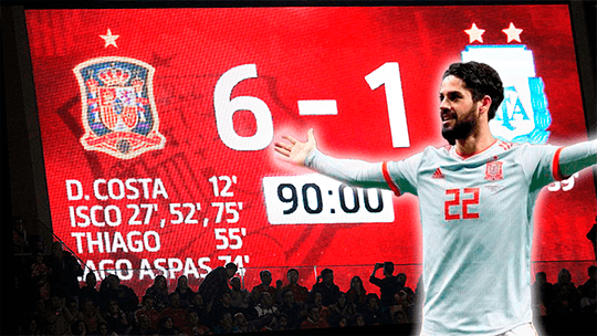 España 6-1 Argentina Amistoso 2018